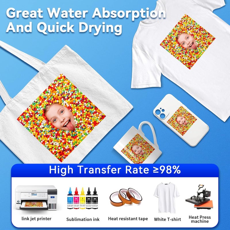 Enfinet Sublimation Paper 8.5 x 11 inches - 125 Sheets 105gsm Compatible with Any Inkjet Printer For DIY Unique Holiday Birthdays Gifts - Image 3
